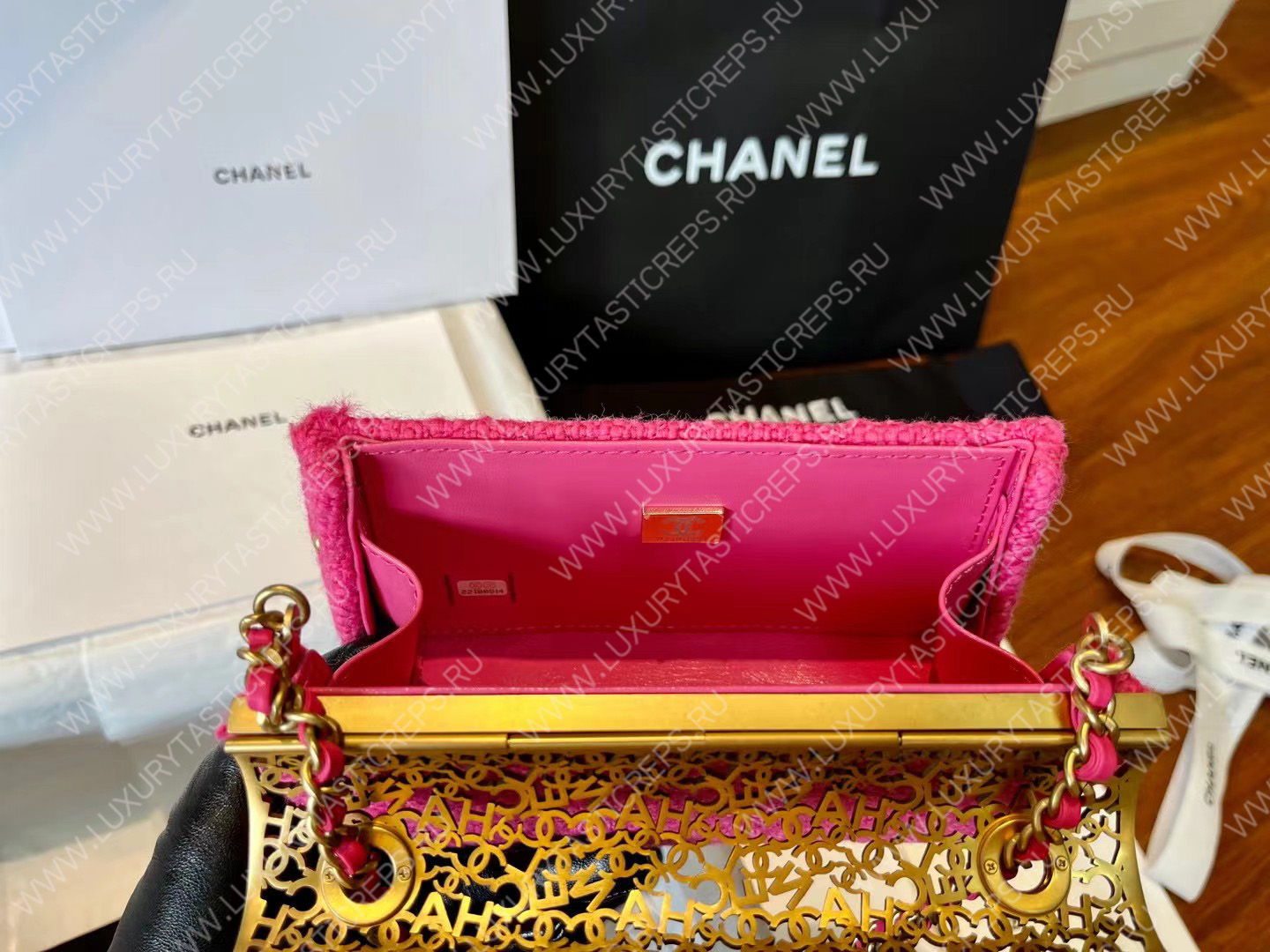 Ch*el mini evening bag pink as3526