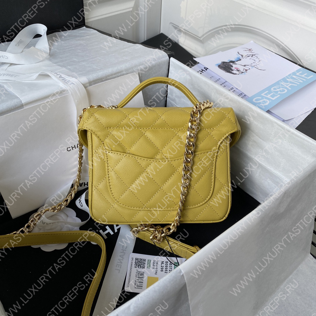 Ch*el small vanity case yellow as3729