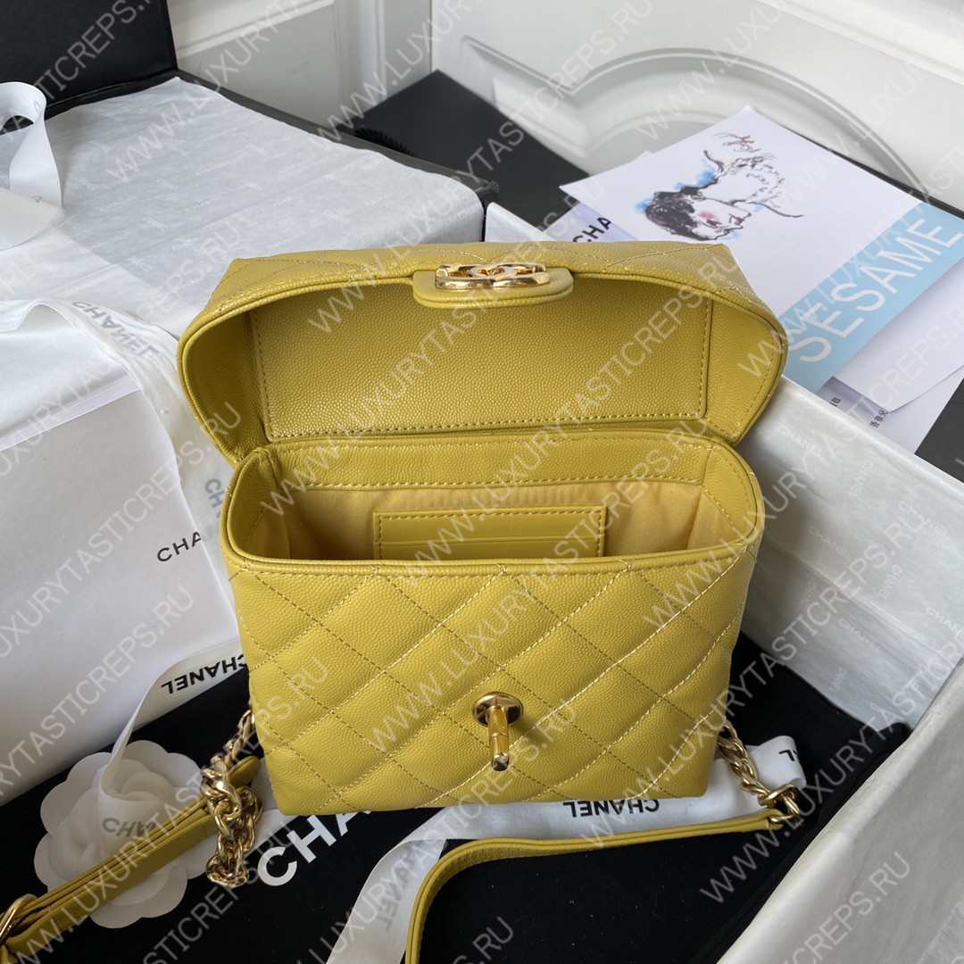 Ch*el small vanity case yellow as3729