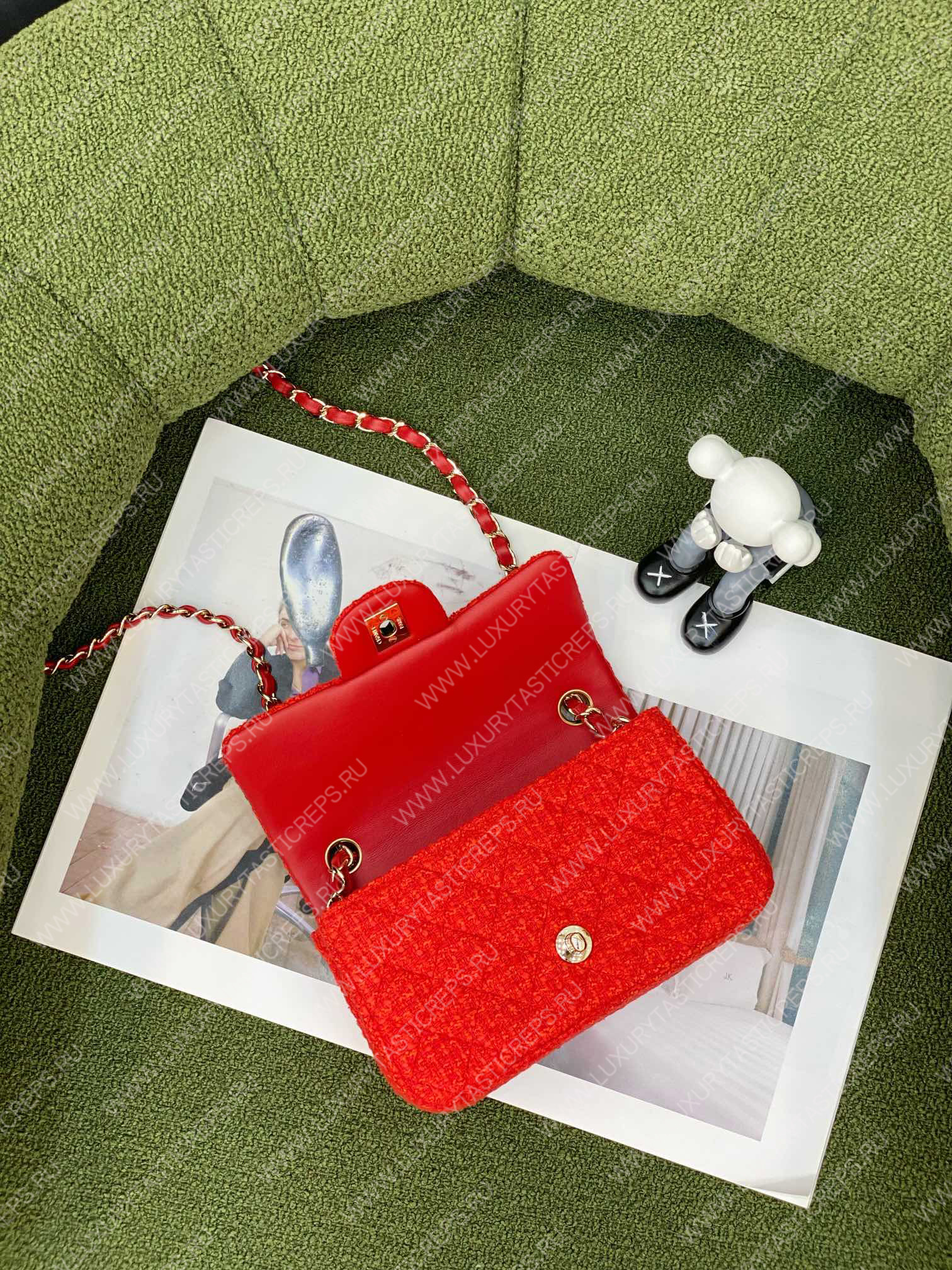 Ch*el mini flap bag red a69900