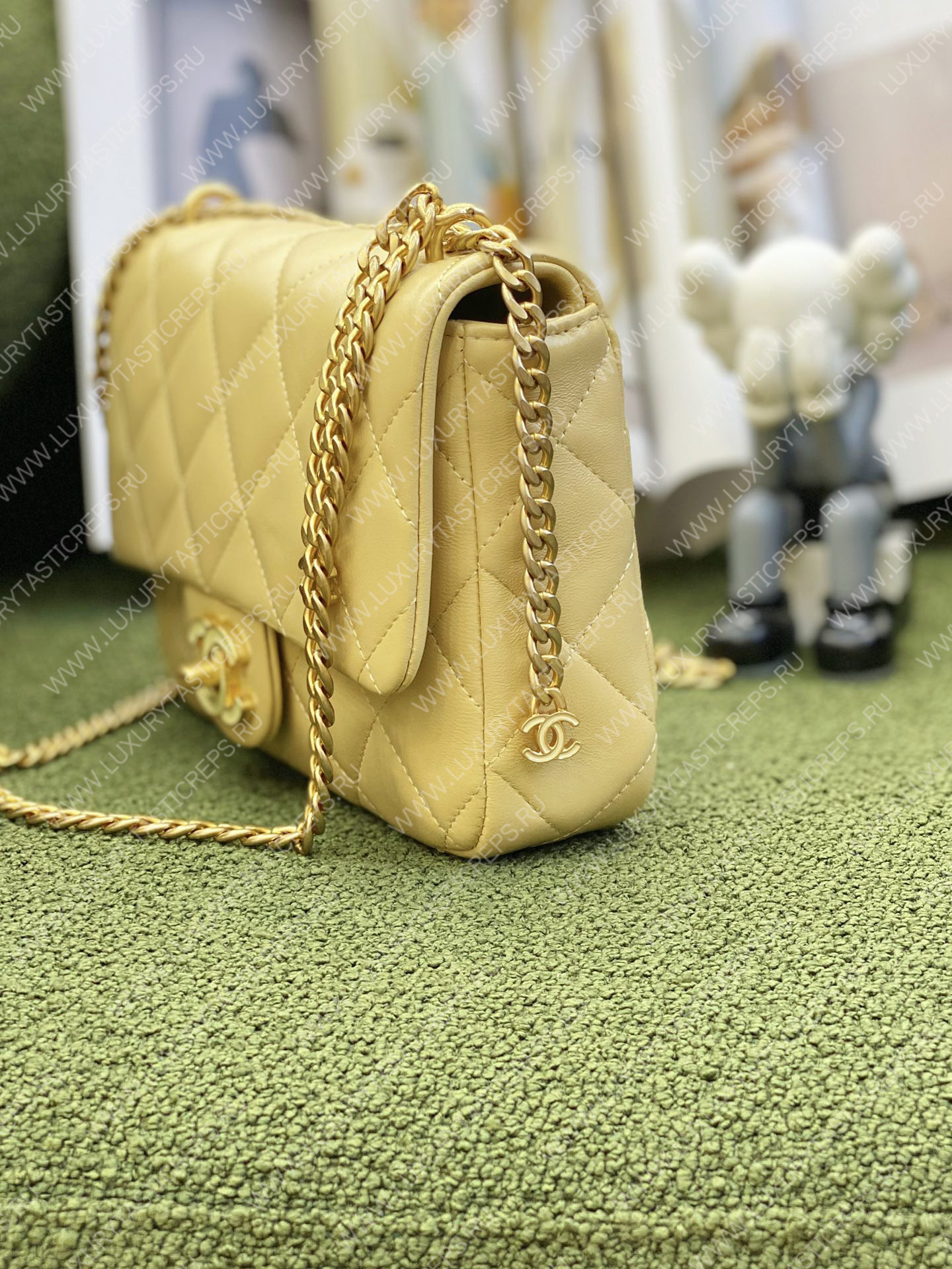 Ch*el mini flap bag yellow as3748