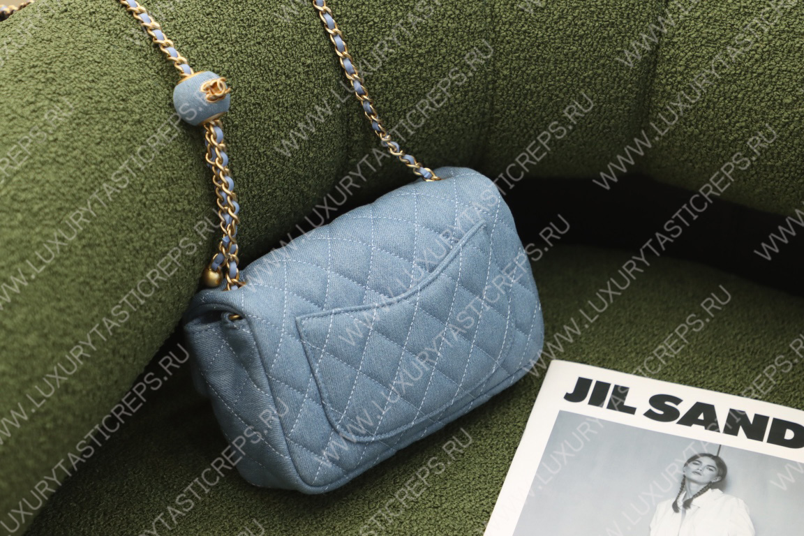 Ch*el mini flap bag light blue as3748