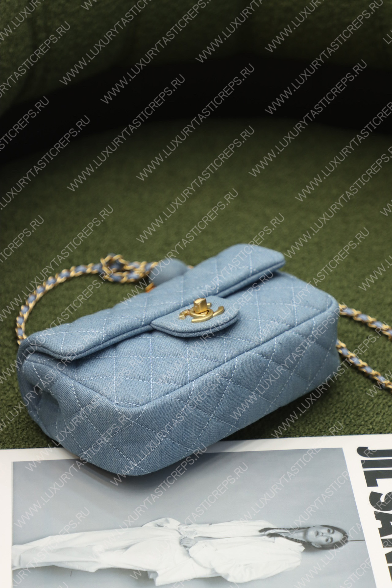 Ch*el mini flap bag light blue as3748