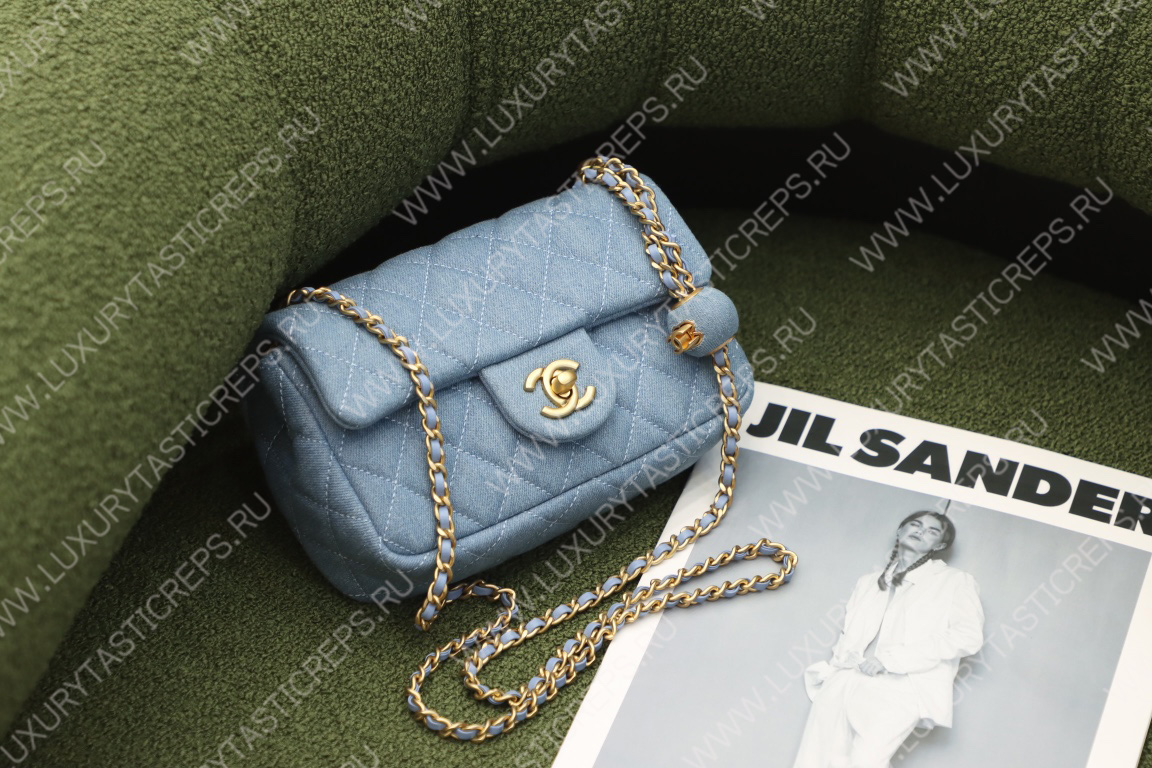 Ch*el mini flap bag light blue as3748
