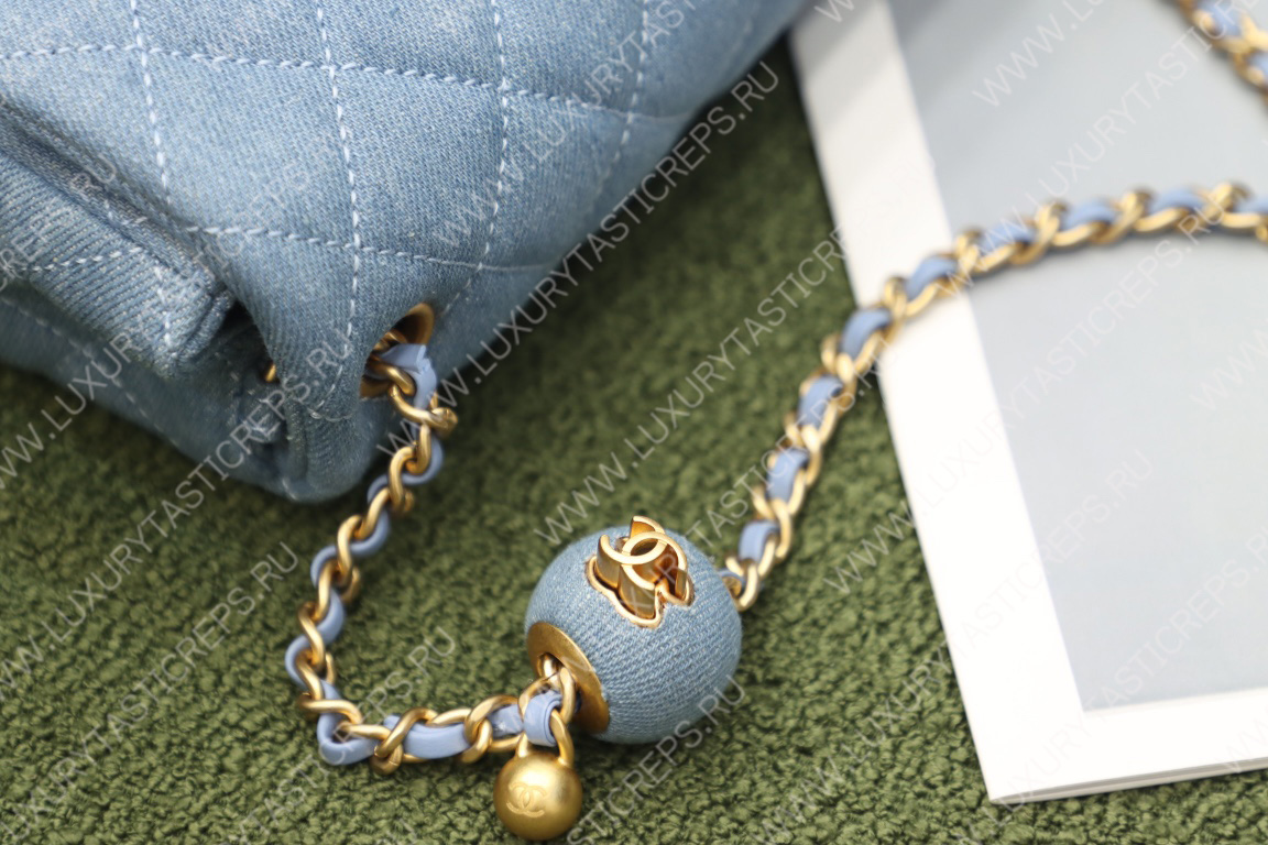 Ch*el mini flap bag light blue as3748