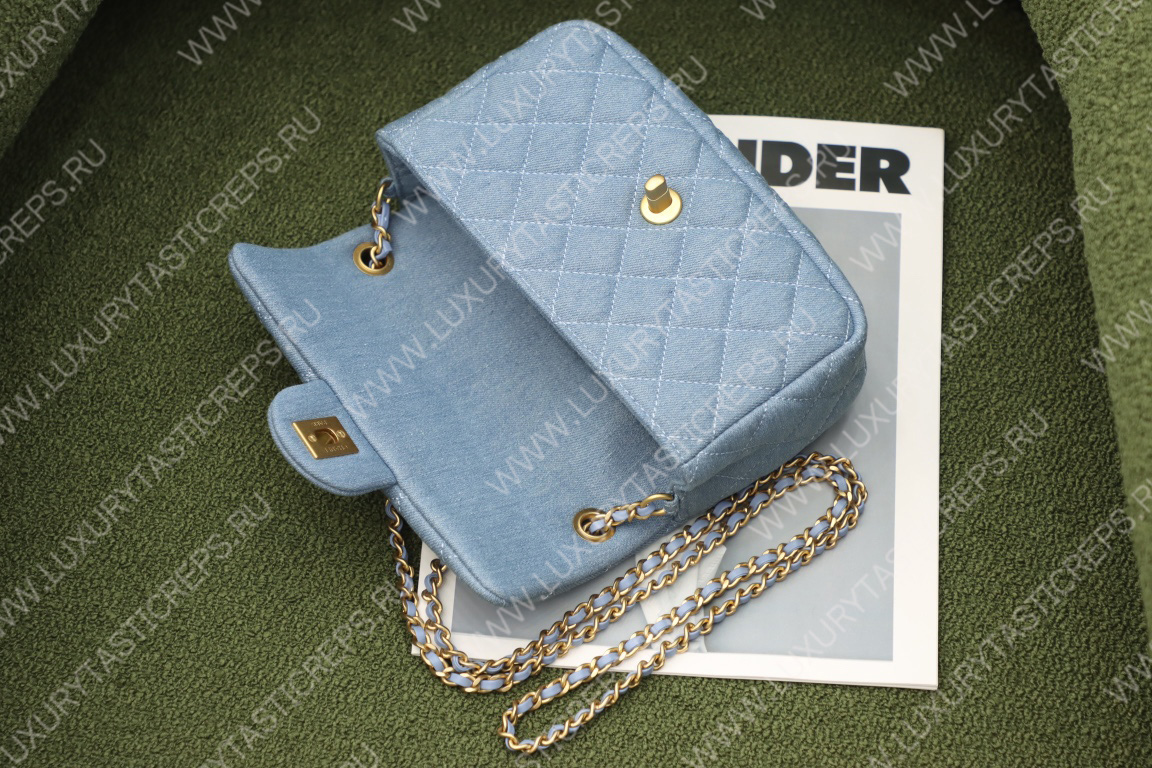 Ch*el mini flap bag light blue as3748