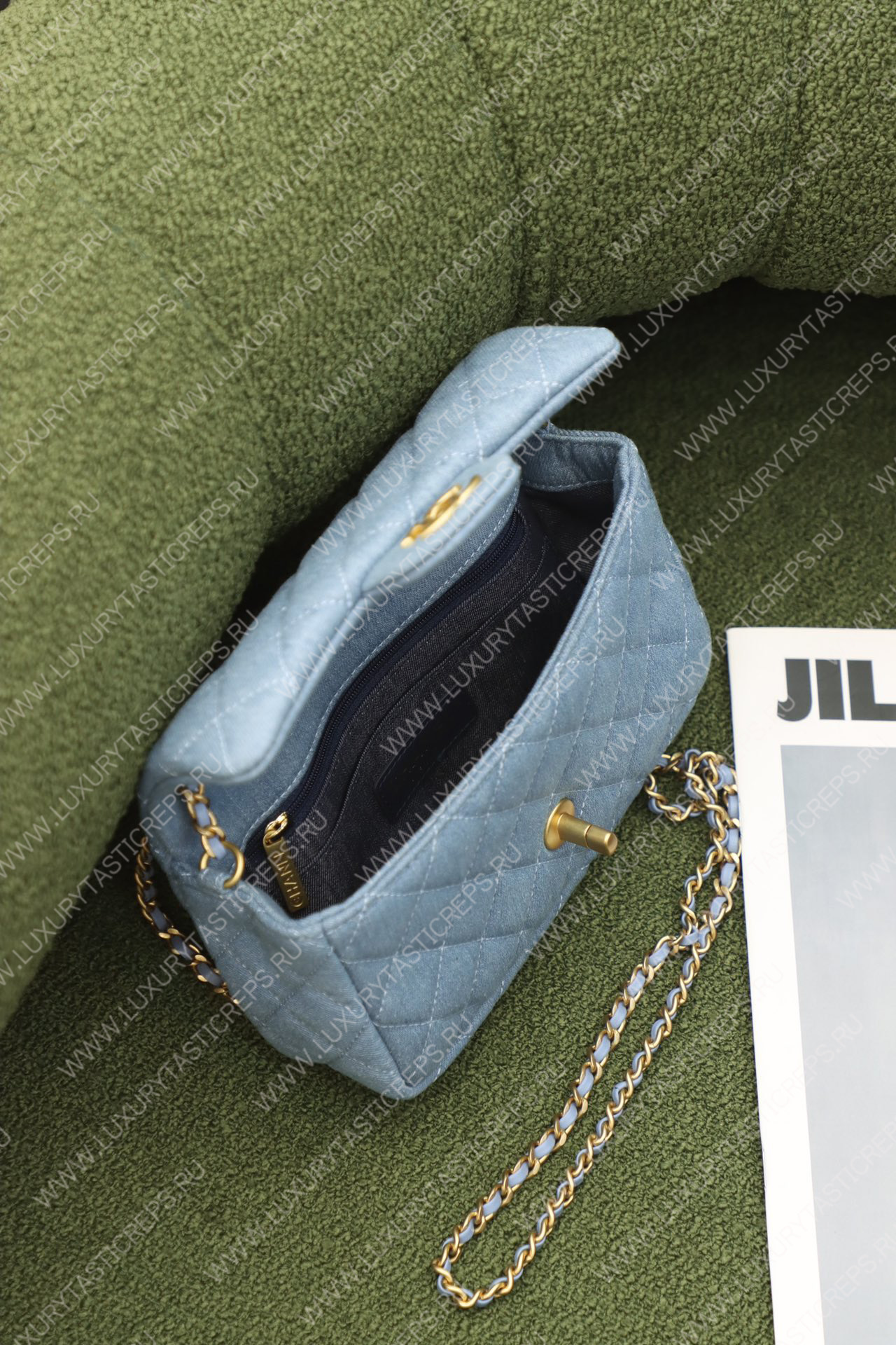 Ch*el mini flap bag light blue as3748