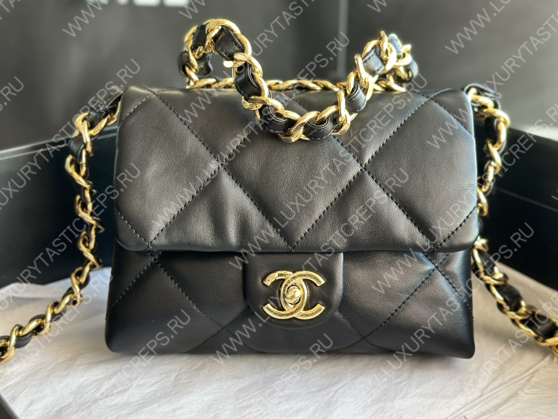 Ch*el pearl crush mini flap bag black as1160