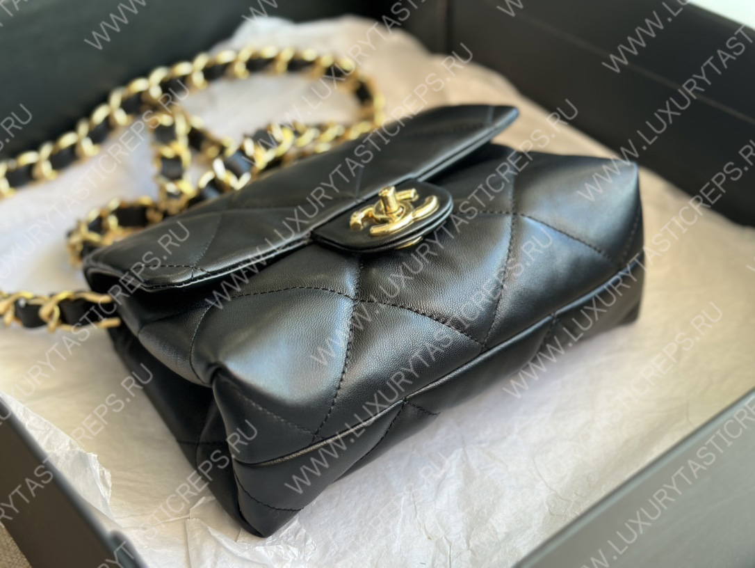 Ch*el pearl crush mini flap bag black as1160