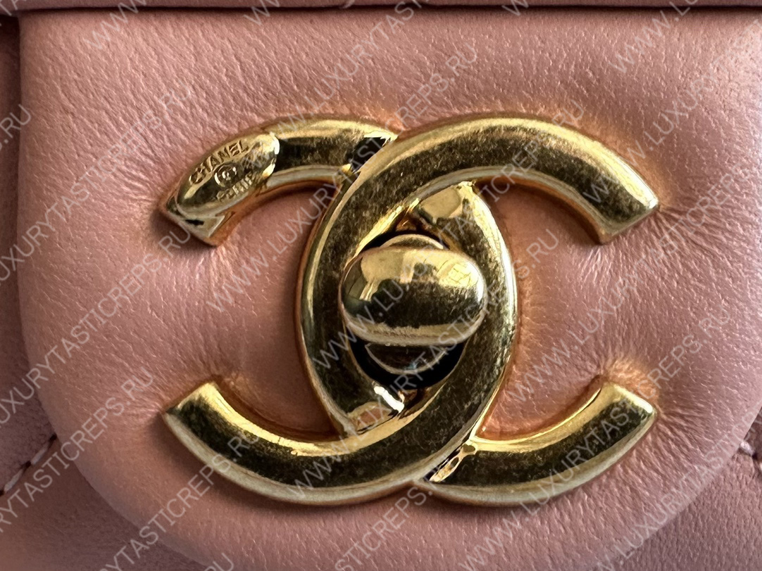 Ch*el mini flap bag with top handle baby pink as1786