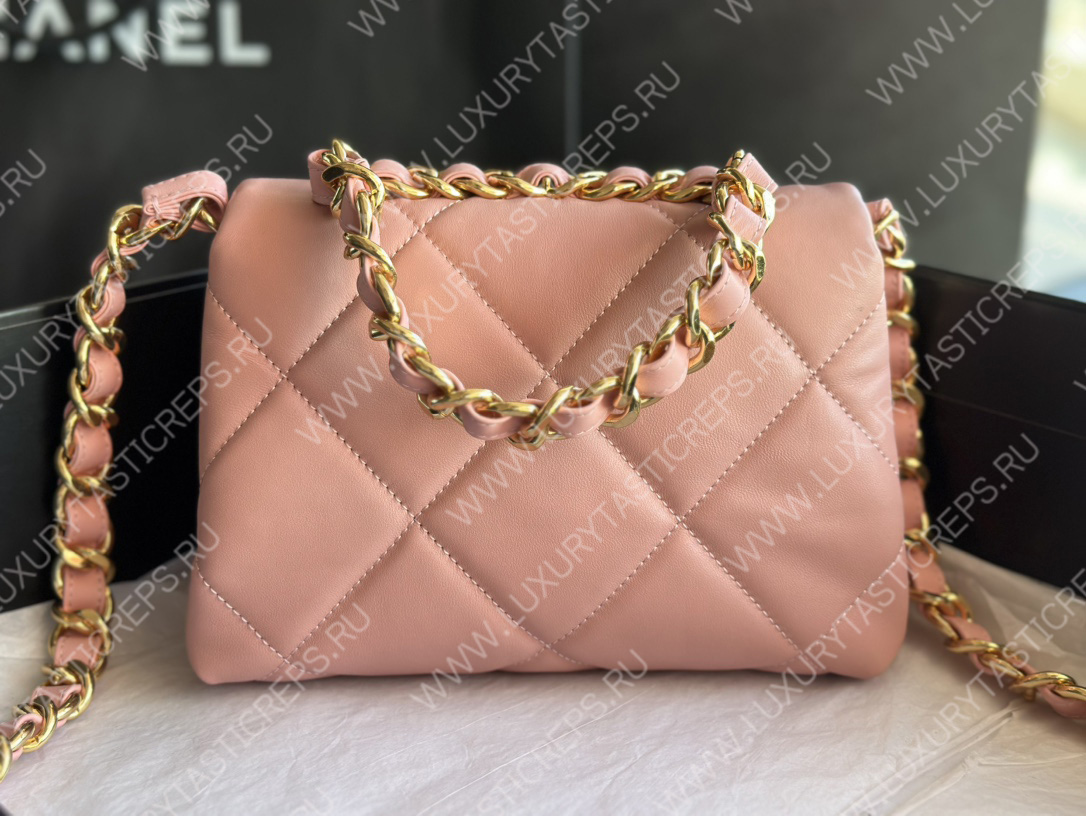 Ch*el mini flap bag with top handle baby pink as1786