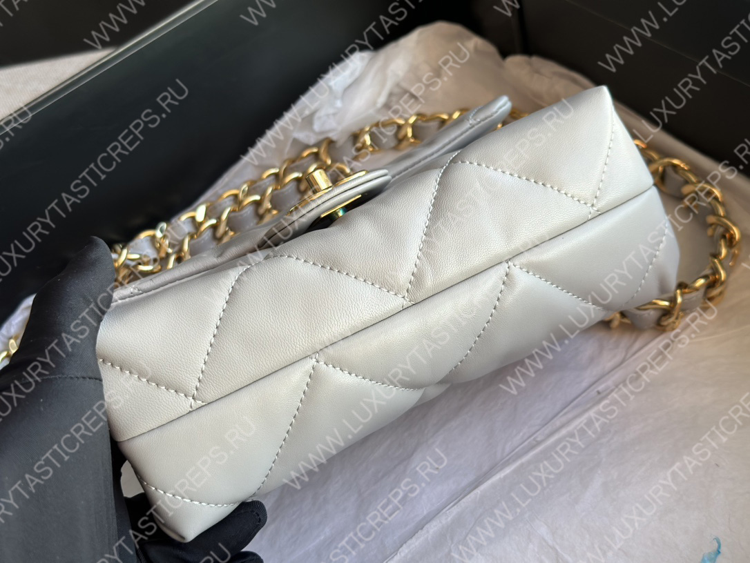 Ch*el pearl crush mini flap bag white as1160
