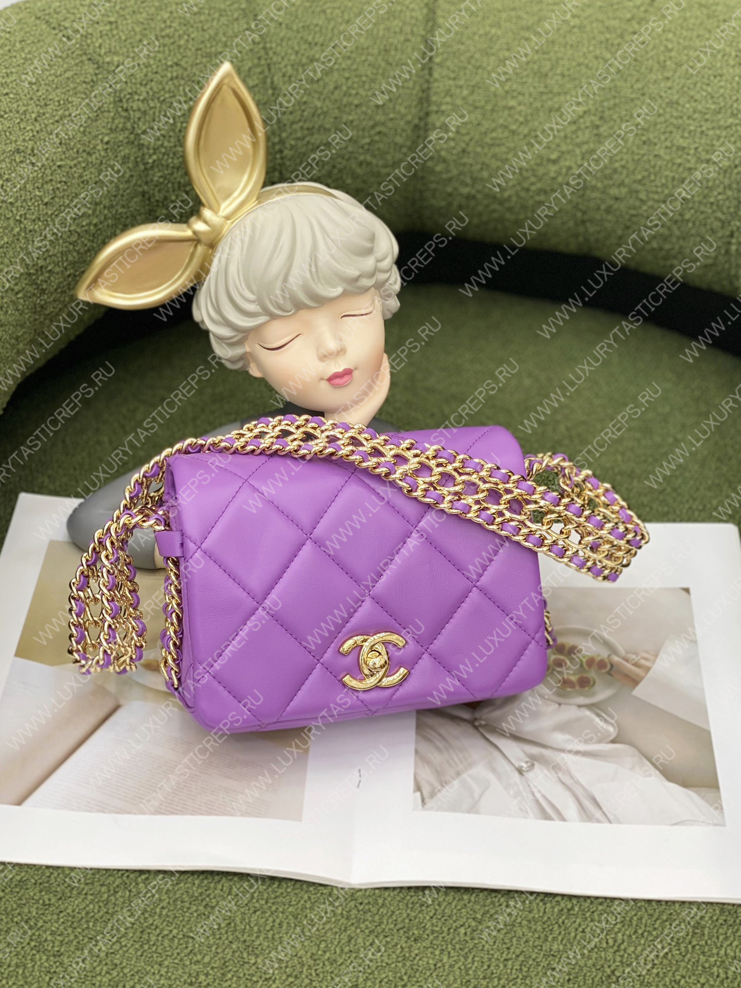 Ch*el mini flap bag purple as3751
