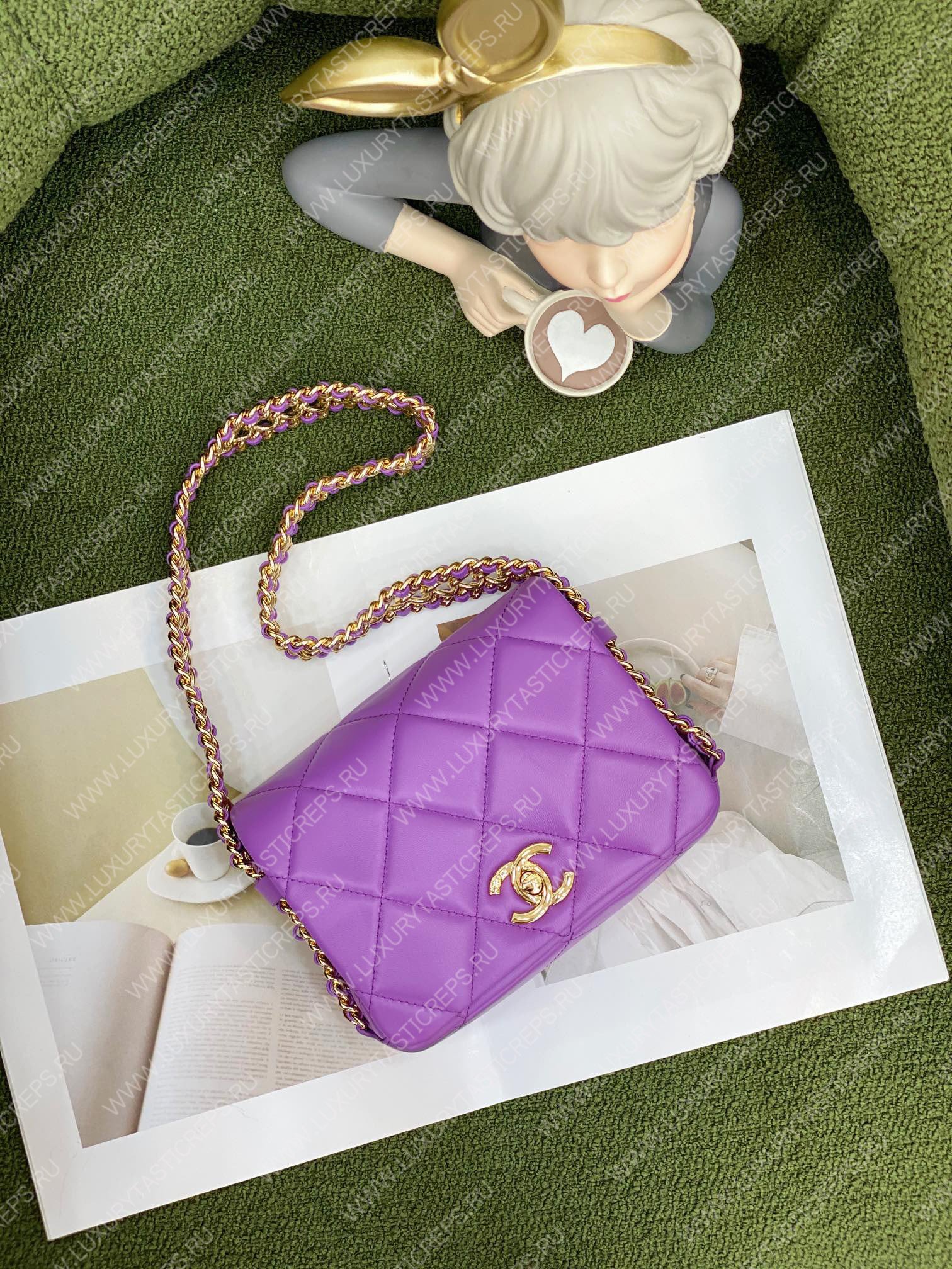 Ch*el mini flap bag purple as3751