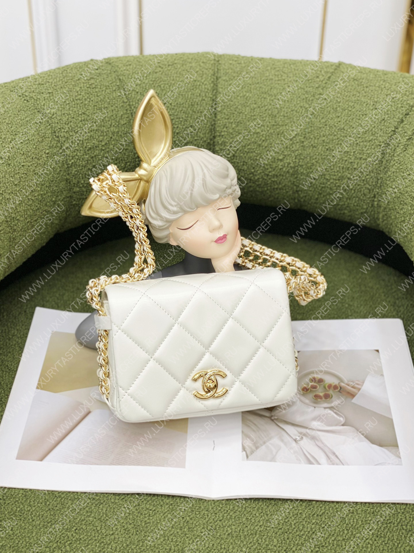 Ch*el mini flap bag white as3751