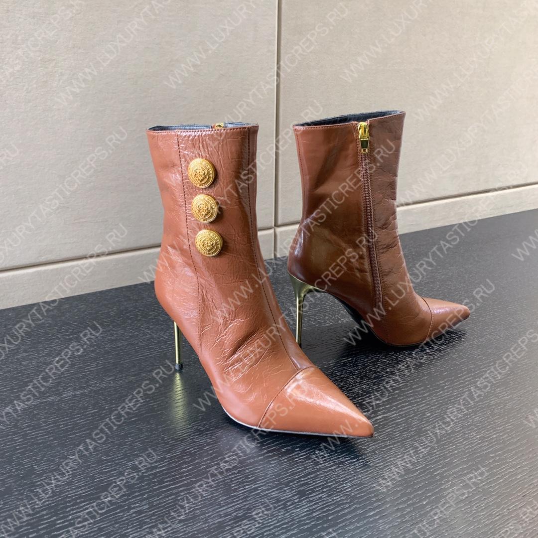 BALMAIN RONI ANKLE BOOTS BROWN YN1TA522LVIT