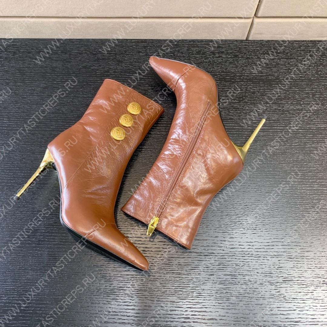 BALMAIN RONI ANKLE BOOTS BROWN YN1TA522LVIT