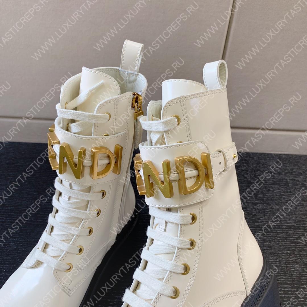 F**di leather biker boots white 8t8355