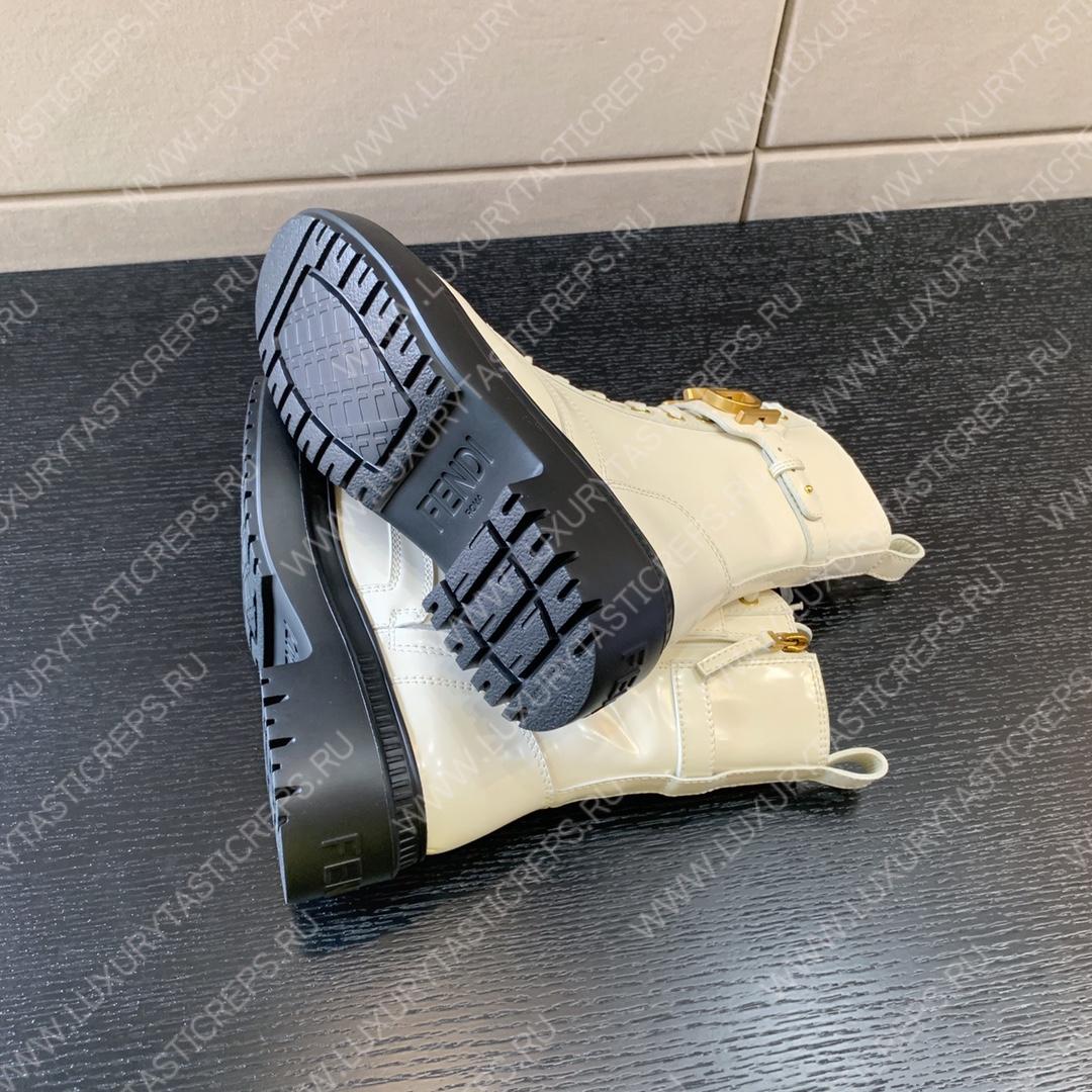 F**di leather biker boots white 8t8355