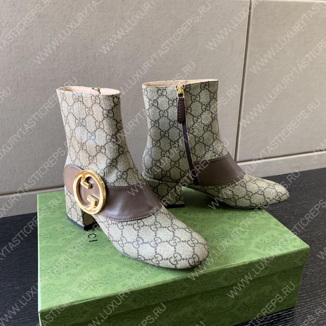 G*u*i blondie ankle boot beige and ebony 701706