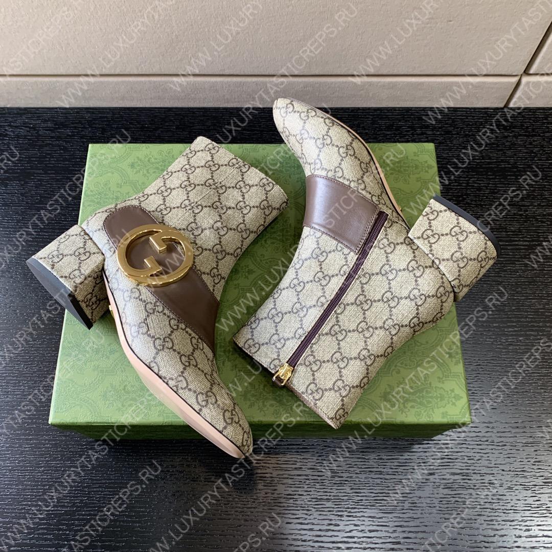 G*u*i blondie ankle boot beige and ebony 701706