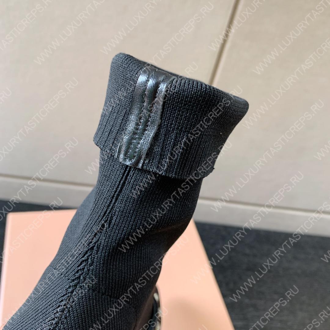 MIU MIU TECHNICAL KNIT BOOTIES BLACK 5T815D