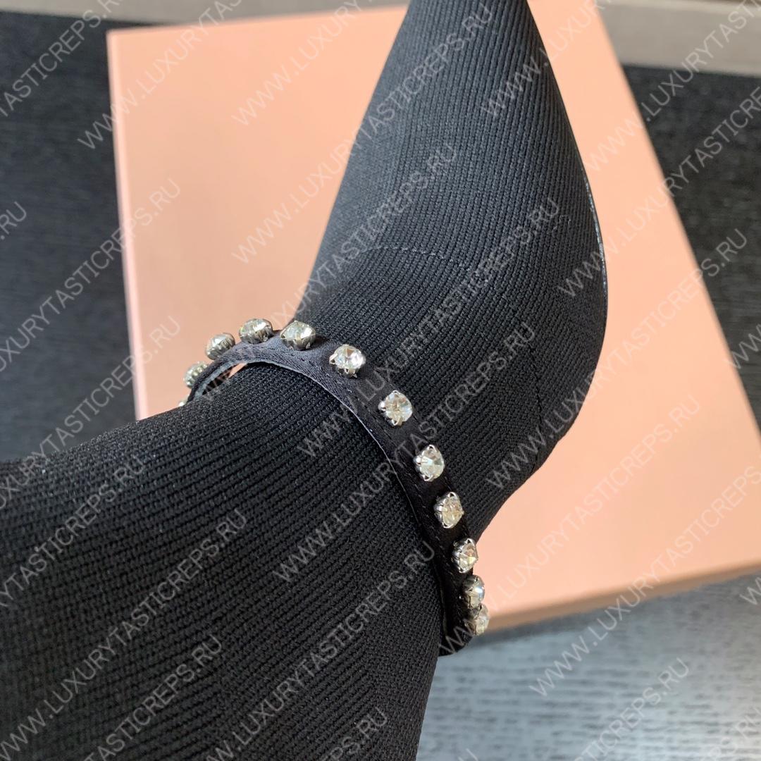 MIU MIU TECHNICAL KNIT BOOTIES BLACK 5T815D