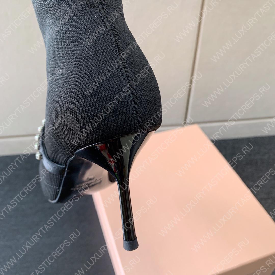 MIU MIU TECHNICAL KNIT BOOTIES BLACK 5T815D