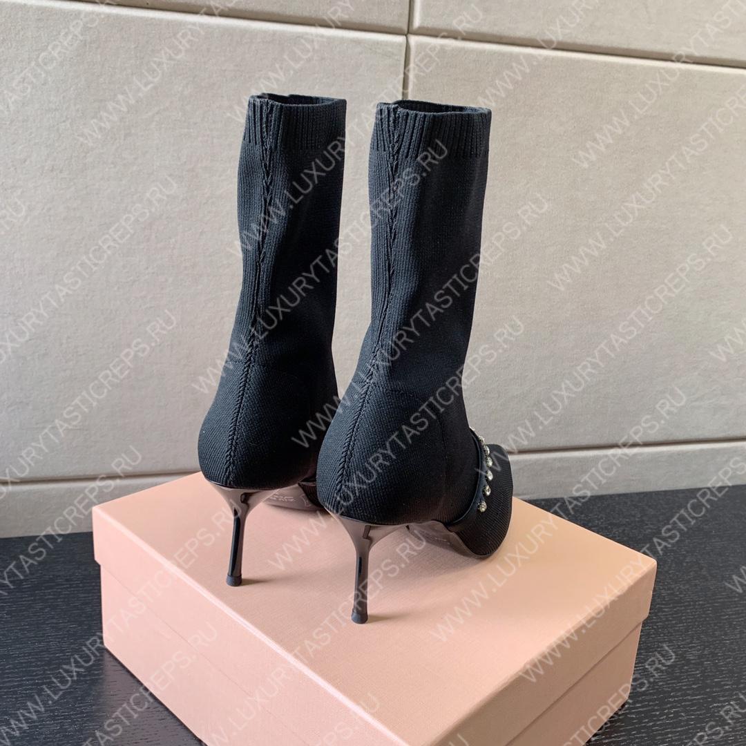 MIU MIU TECHNICAL KNIT BOOTIES BLACK 5T815D