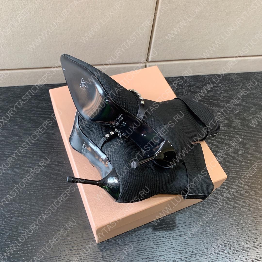 MIU MIU TECHNICAL KNIT BOOTIES BLACK 5T815D