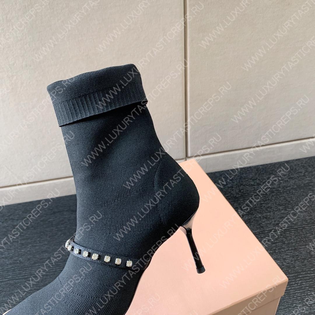 MIU MIU TECHNICAL KNIT BOOTIES BLACK 5T815D