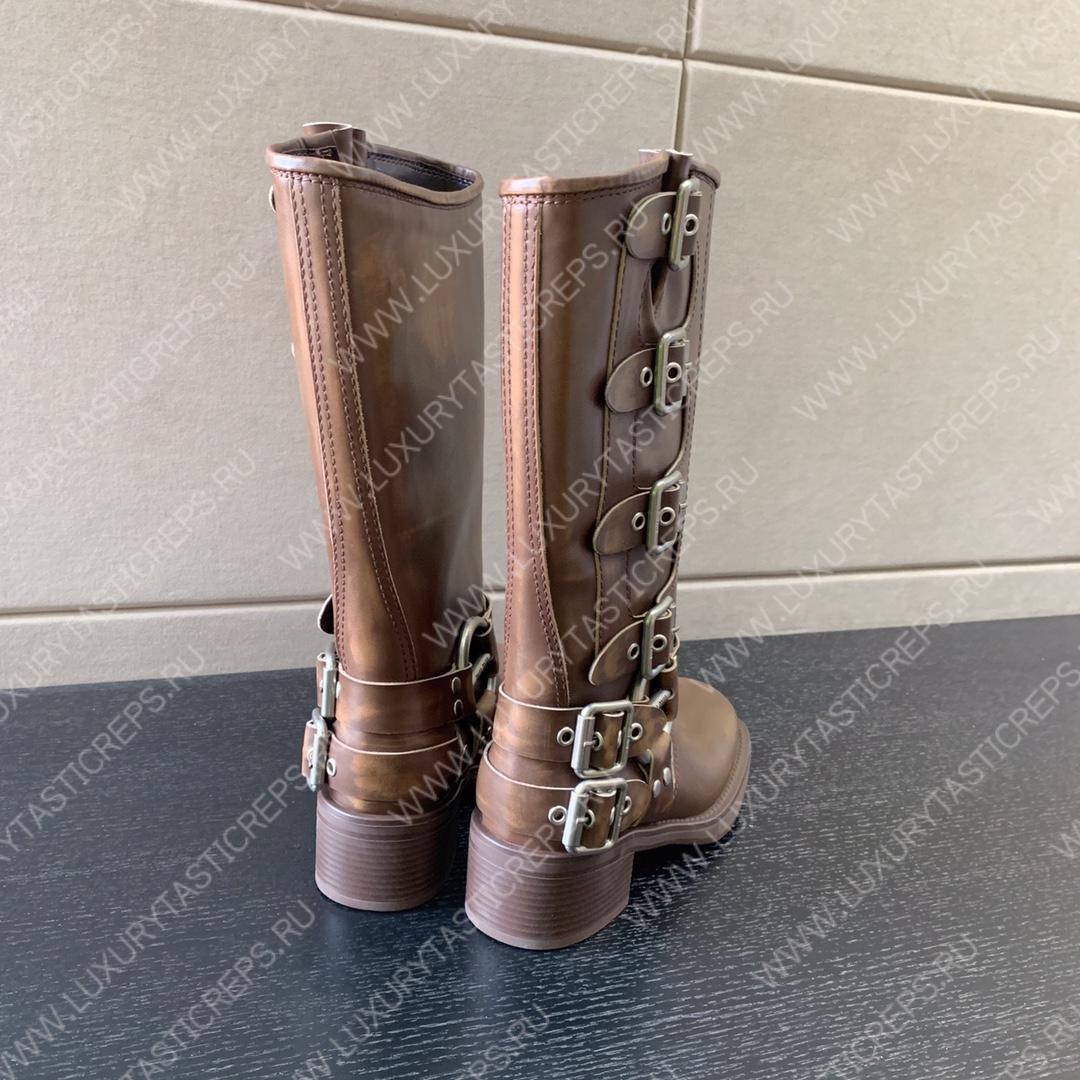 MIU MIU LEATHER BIKER BOOTS SIENNA 5W792D
