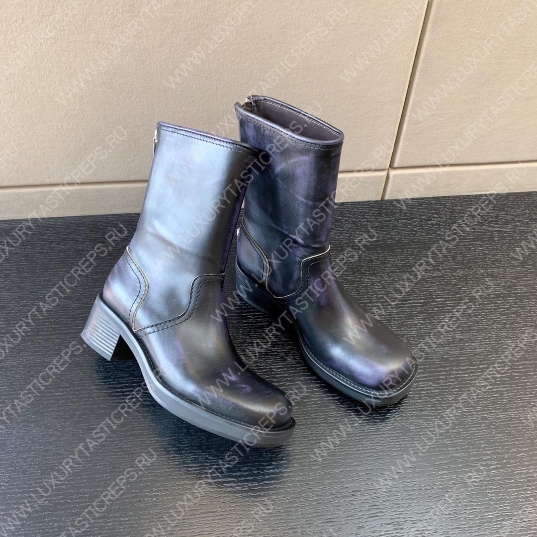 MIU MIU LEATHER BOOTIES BLACK 5U795D