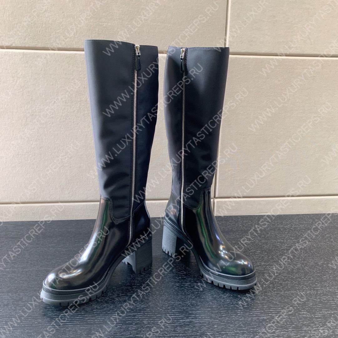 Pra*a brushed leather nylon boots black 1w411m