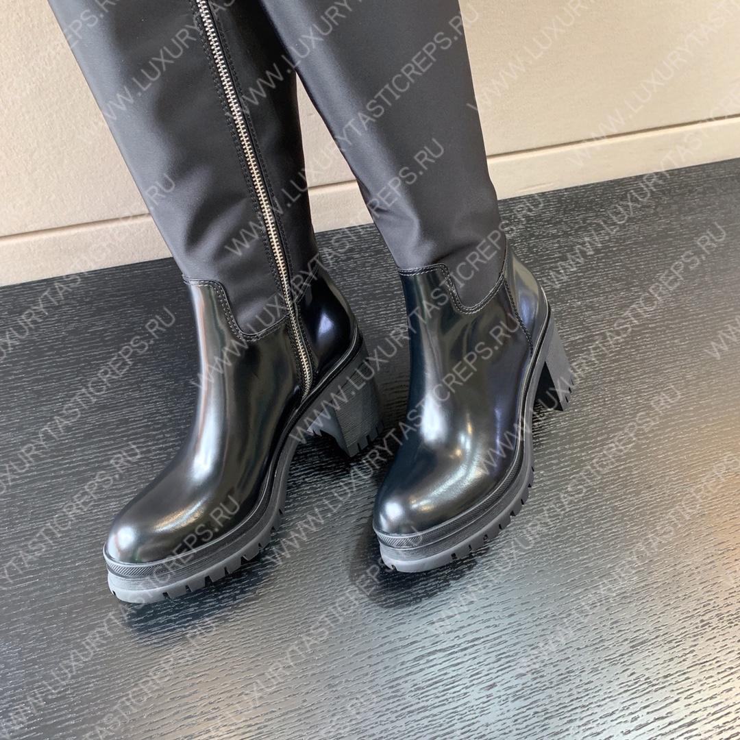 Pra*a brushed leather nylon boots black 1w411m