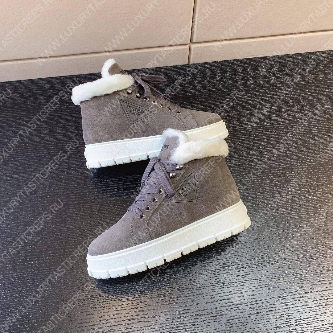 Pra*a suede lace-up booties grey 1t492m