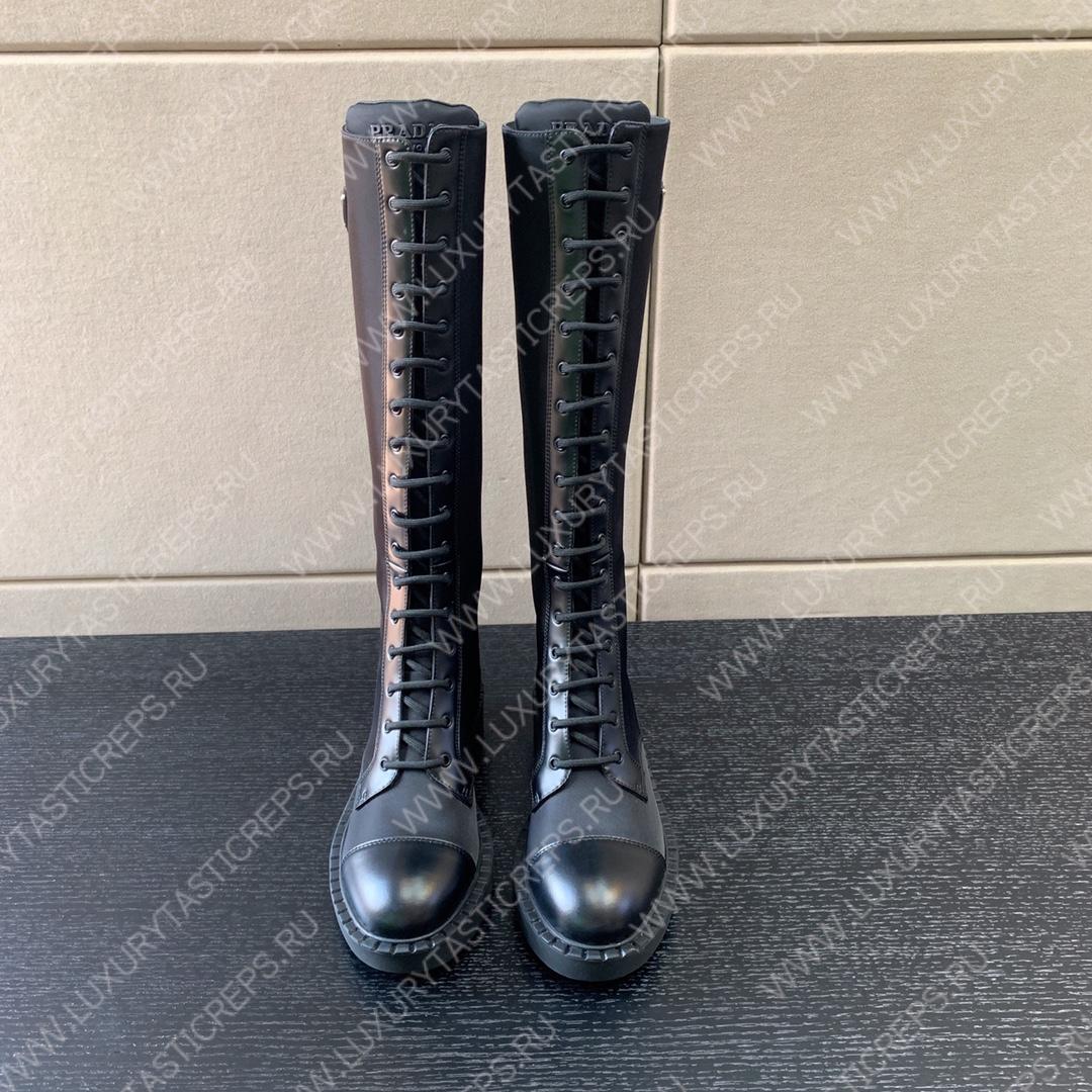 Pra*a brushed leather and nylon boots black 1w906m