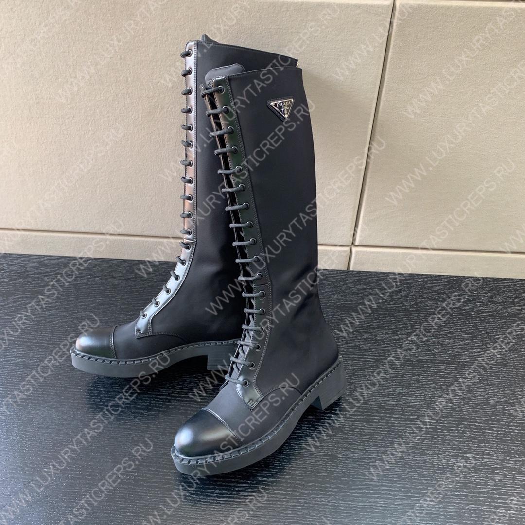 Pra*a brushed leather and nylon boots black 1w906m