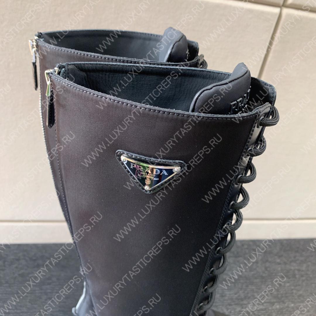 Pra*a brushed leather and nylon boots black 1w906m