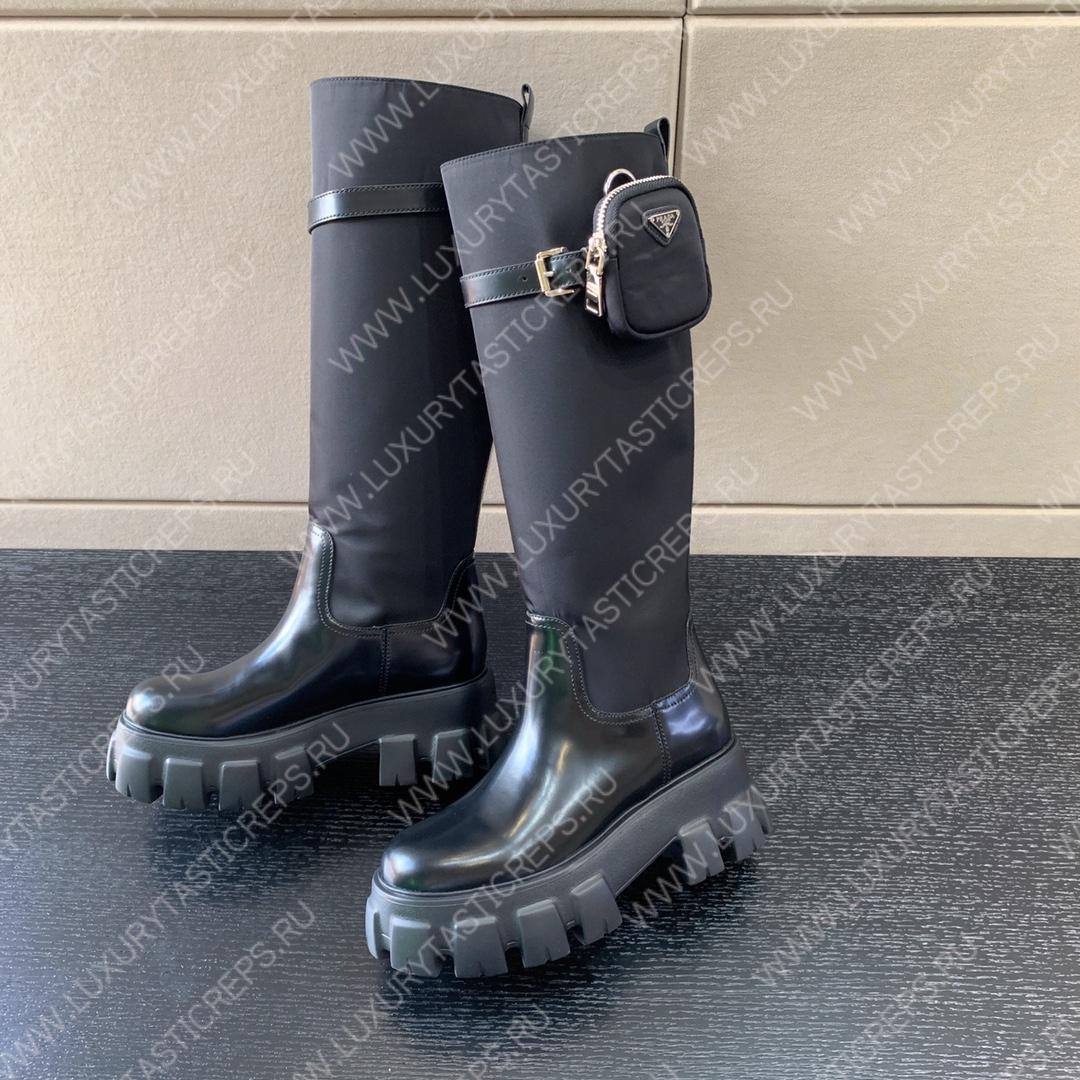 Pra*a monolith nylon zip pocket high boots black 1w906m