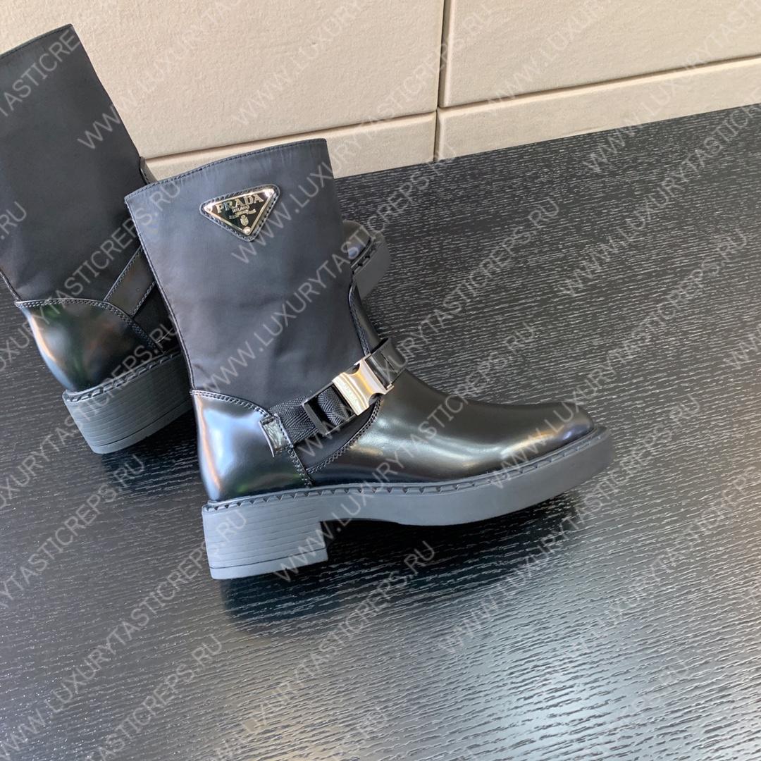 Pra*a brushed leather and re-nylon booties 1u6823