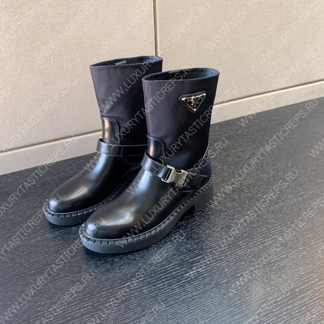 Pra*a brushed leather and re-nylon booties 1u6823