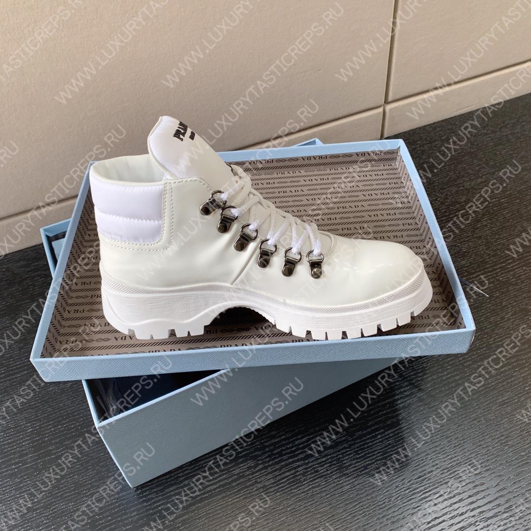 Pra*a brixxen leather and nylon booties white 1t709m