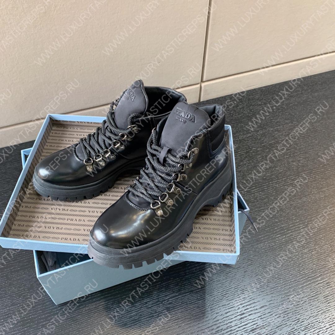 Pra*a brixxen leather and nylon booties black 1t709m