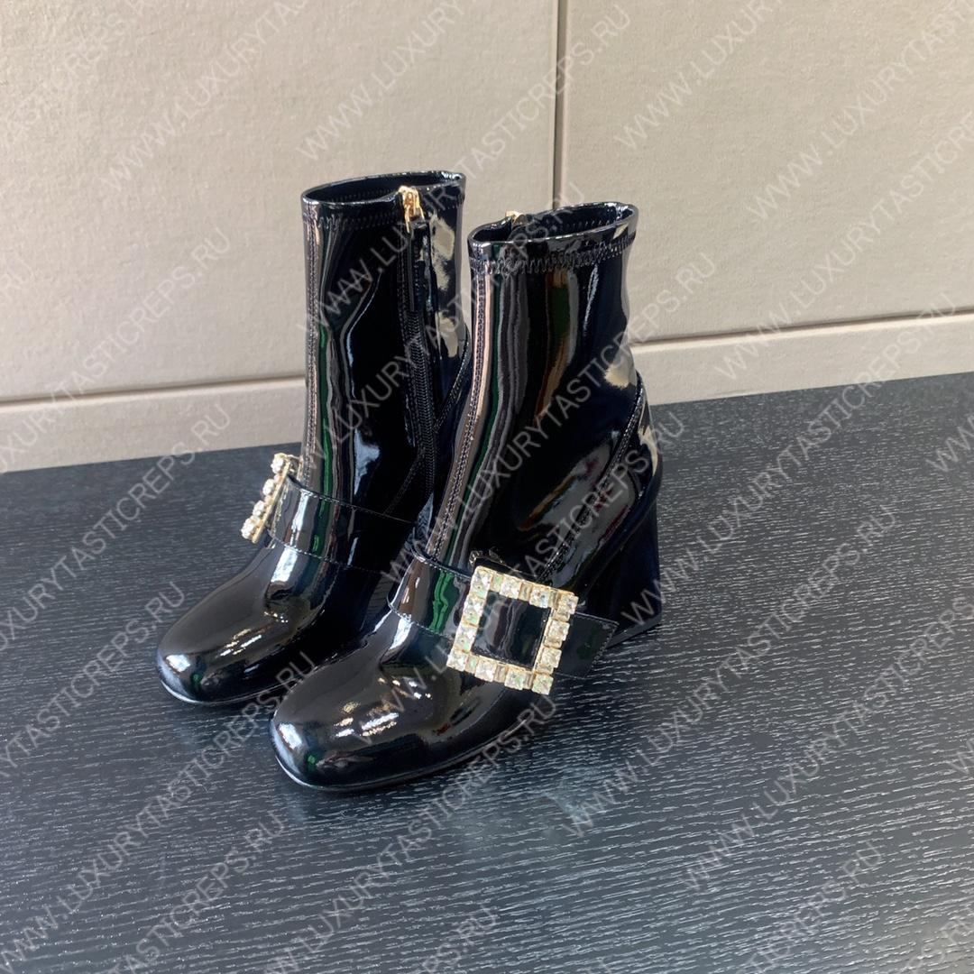 ROGER VIVIER VIV STRASS BUCKLE ANKE BOOT BLACK RVW59829