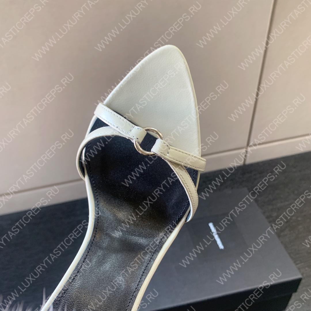 YVES SAINT LAURENT FAUX FUR-CUFF SANDALS WHITE BGS21