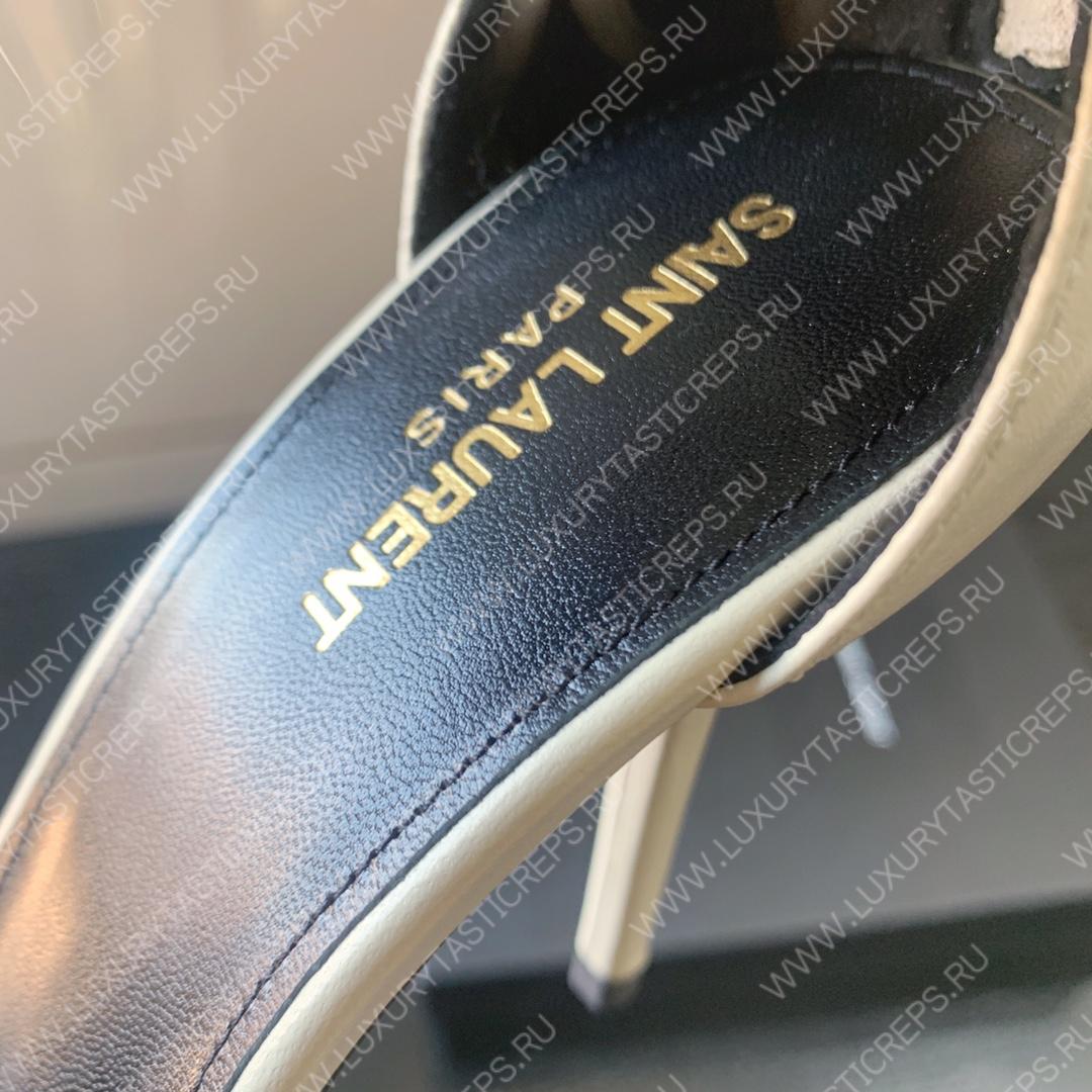 YVES SAINT LAURENT FAUX FUR-CUFF SANDALS WHITE BGS21