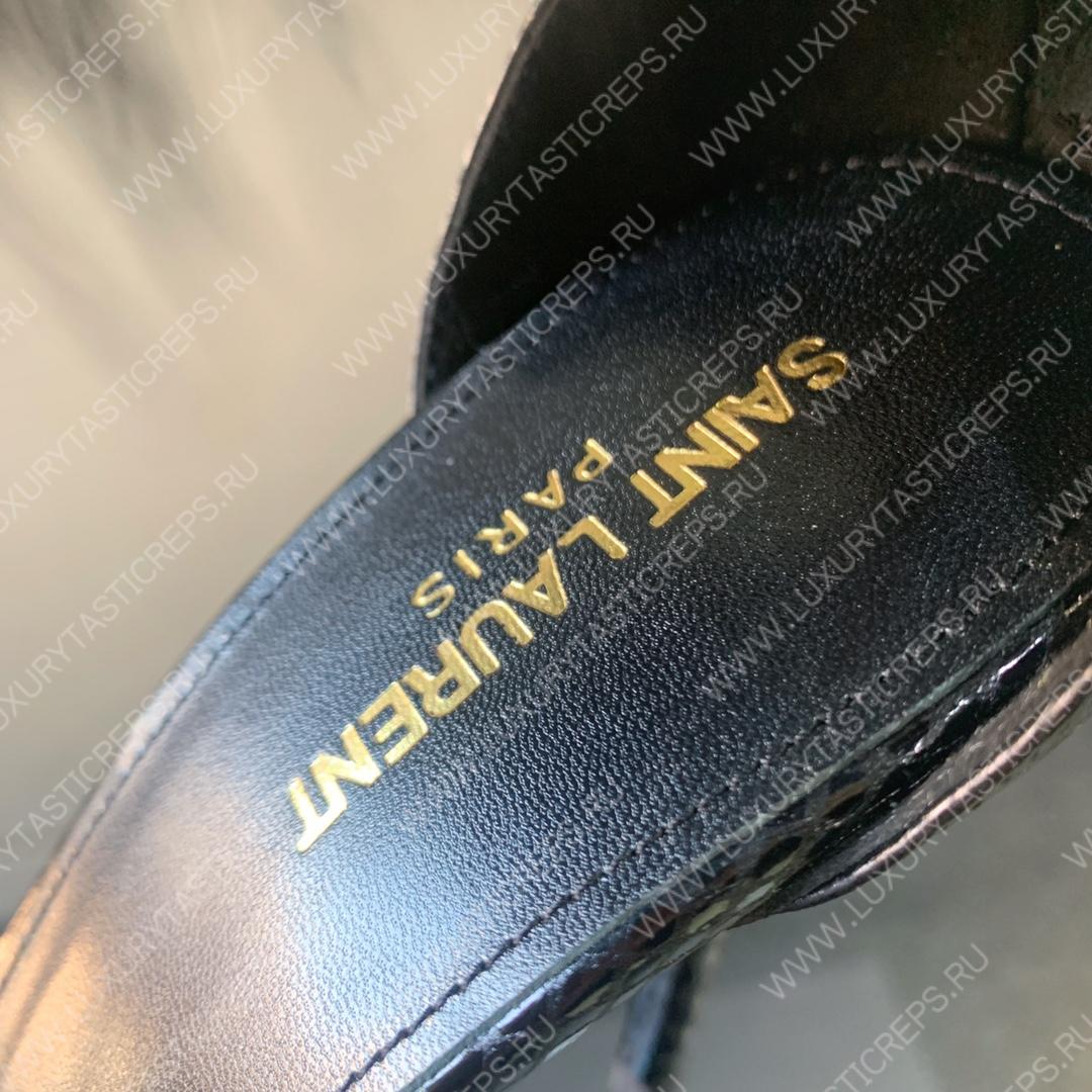 YVES SAINT LAURENT FAUX FUR-CUFF SANDALS BLACK BGS21