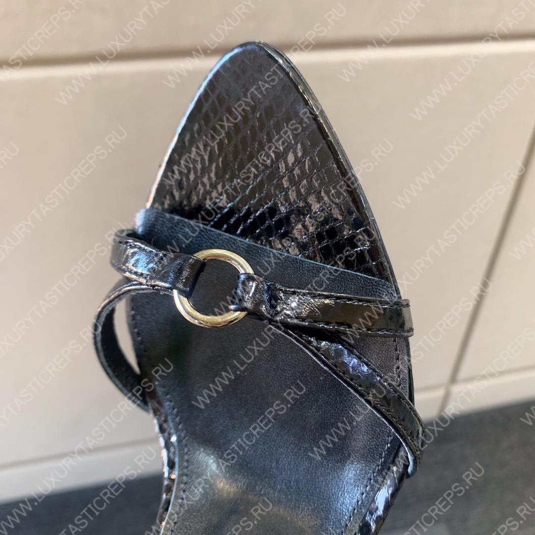 YVES SAINT LAURENT FAUX FUR-CUFF SANDALS BLACK BGS21