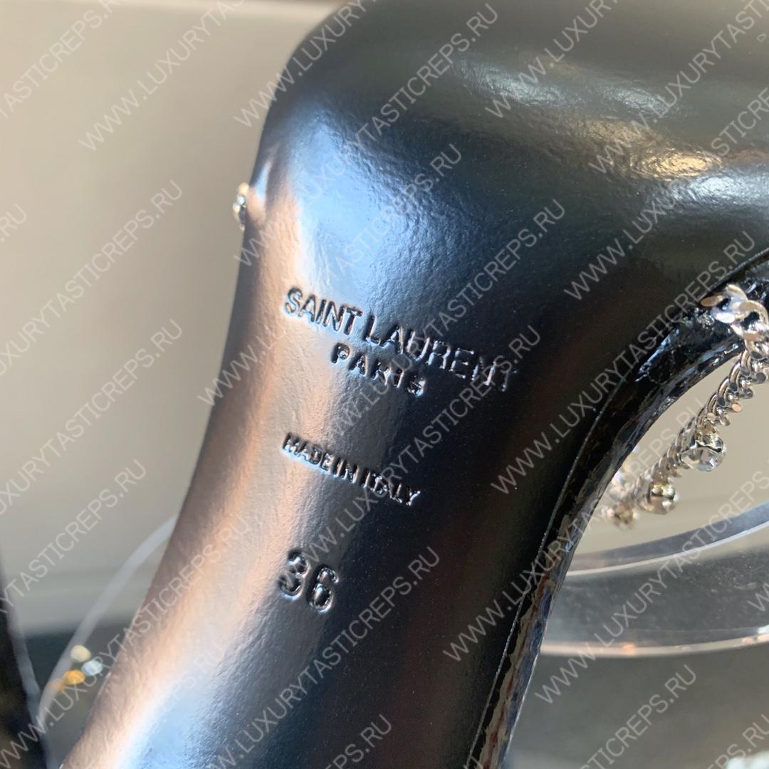 YVES SAINT LAURENT SANDALS LEATHER BLACK AND NIKLE PALLADIO 702695